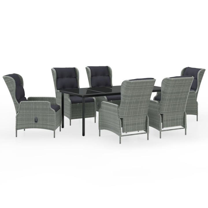 Set mobilier pentru gradina vidaXL, 7 piese, gri deschis, 47.67 kg 3099647