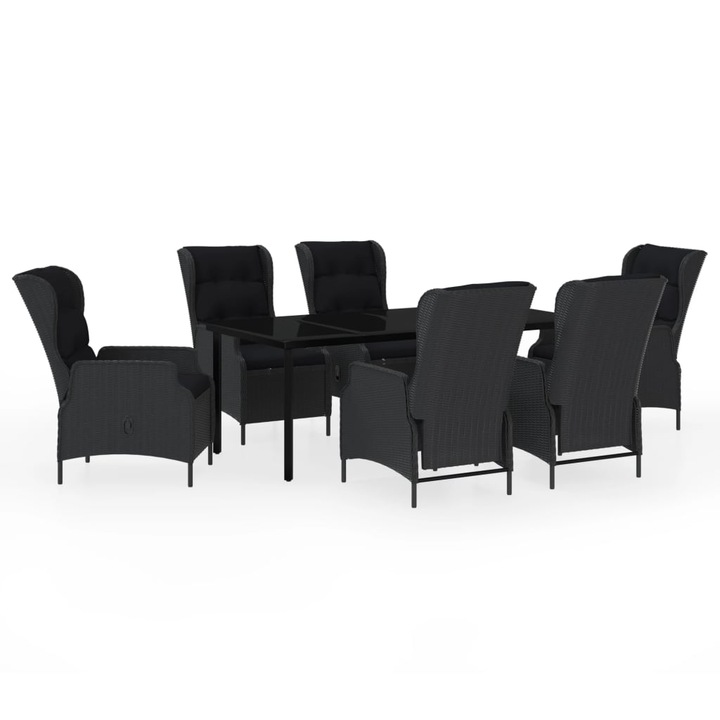 Set mobilier pentru gradina vidaXL, 7 piese, gri inchis, 47.67 kg 3099641