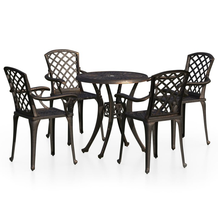 Set mobilier bistro vidaXL, 5 piese, bronz, aluminiu turnat, 31.21 kg 3070607
