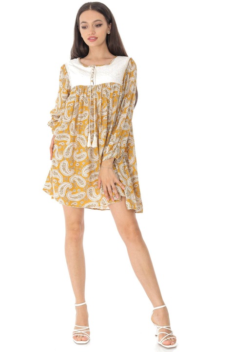 Рокля Roh DR4434 Babydoll, Горчица памук с шнур, Onesize