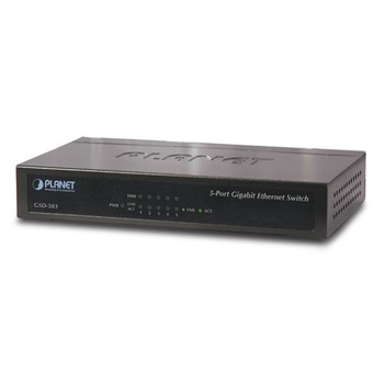 Switch PLANET GSD-503 Gigabit Ethernet 5-Port 10/100/1000Mbps (External Power) - Metal Case Switch PLANET GSD-503 Gigabit Ethernet 5-Port 10/100/1000Mbps (External Power) - Metal Case