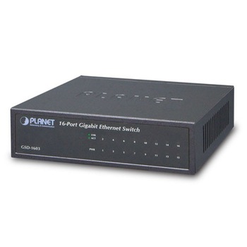 Switch PLANET GSD-1603 Gigabit Ethernet 16-Port 10/100/1000Mbps (External Power) - Metal Case Switch PLANET GSD-1603 Gigabit Ethernet 16-Port 10/100/1000Mbps (External Power) - Metal Case