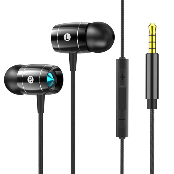 Кабелни слушалки EN2600, 3,5 мм аудио жак, универсална съвместимост, черни