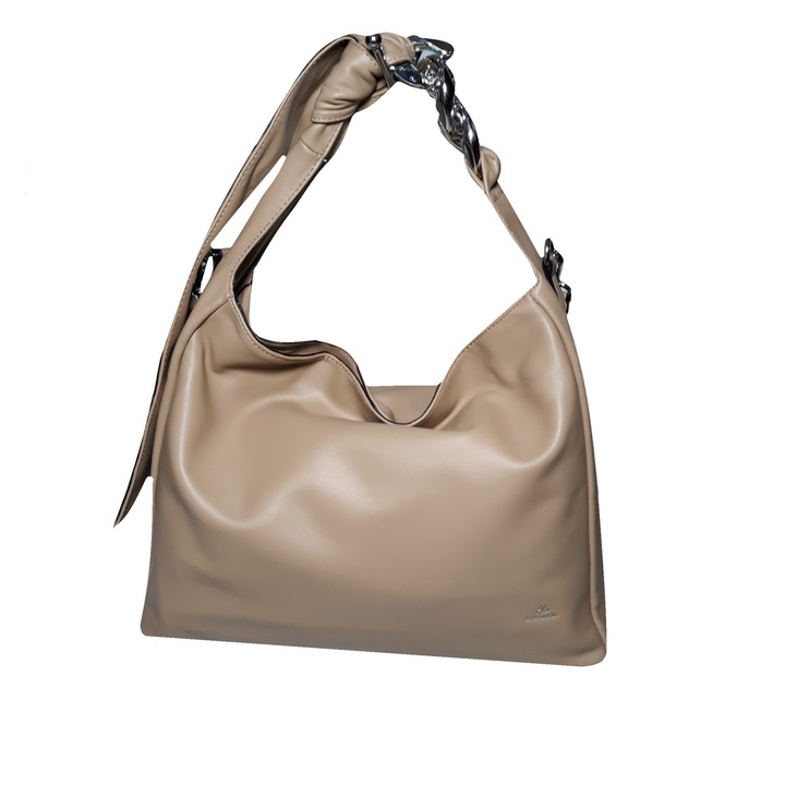 Női táska, alkalmi, sötétbézs, 30x38x12 cm