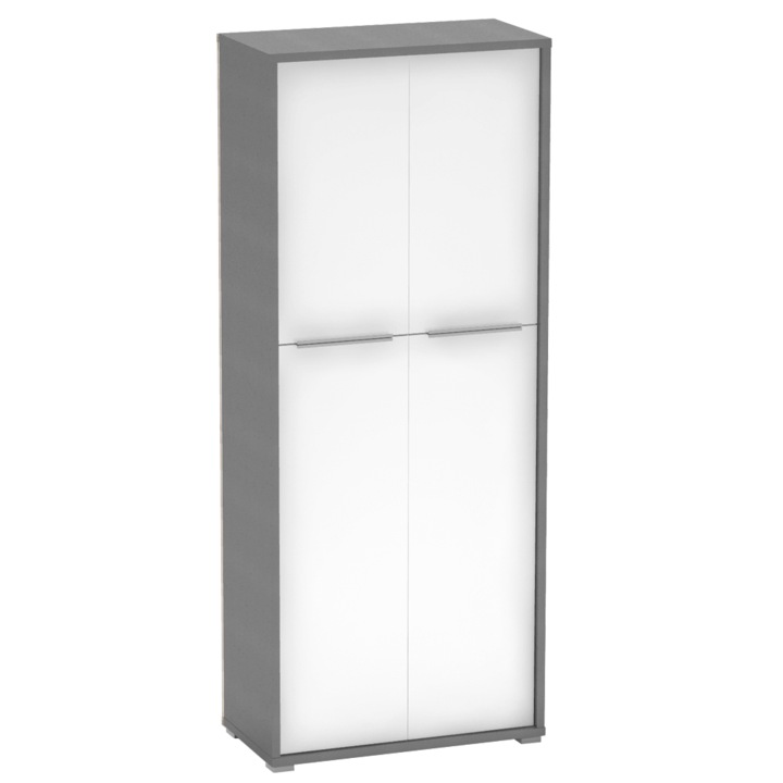 Гардероб с 2 врати мдф бял графит Rioma 75x182.6x38 см