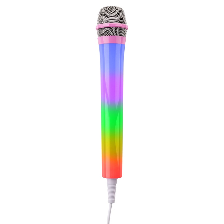 Microfon de karaoke cu lumini RGB, roz, Fenton KMD55P
