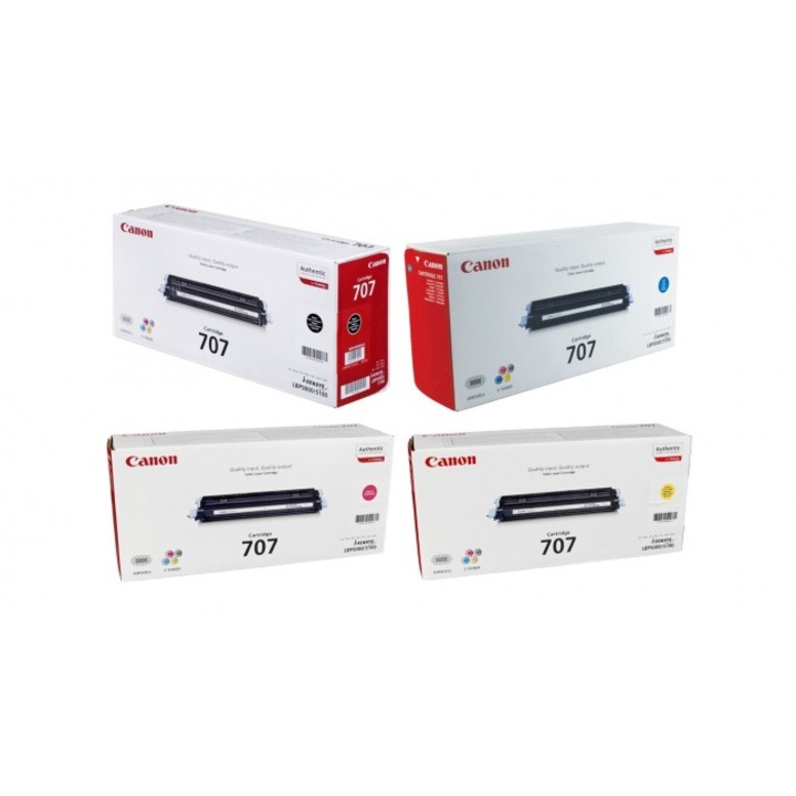 Canon festékkazetta készlet 1 x CRG-707B fekete, 1 x CRG-707C cián, 1 x CRG-707M bíbor, 1 x CRG-707Y sárga, 8500 oldal és USB pendrive