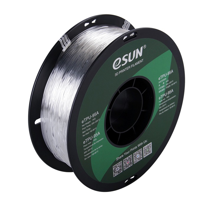 Filament Flexibil eSUN eTPU-95A 1.75 Clear 1Kg