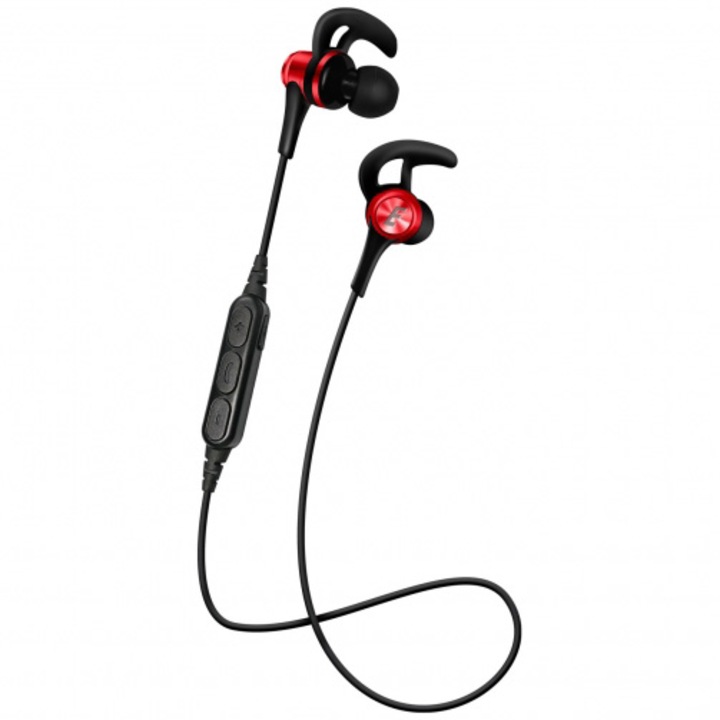 Fülbe helyezhető Bluetooth sportfejhallgató, HIBT25BR, fekete/piros