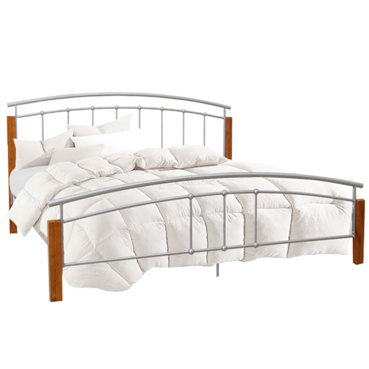 Мирела сребристо легло от метално дърво 180x200 см