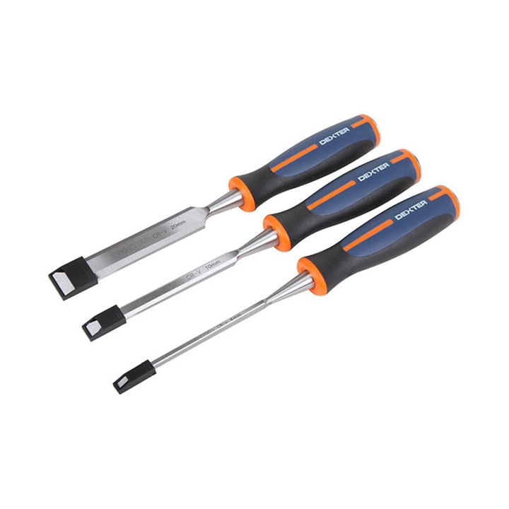 Set 3 buc Dalti lemn Dexter, otel crom-vanadiu, 150 mm