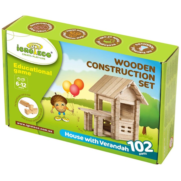 Set de Construit Casa cu Veranda, 102 piese