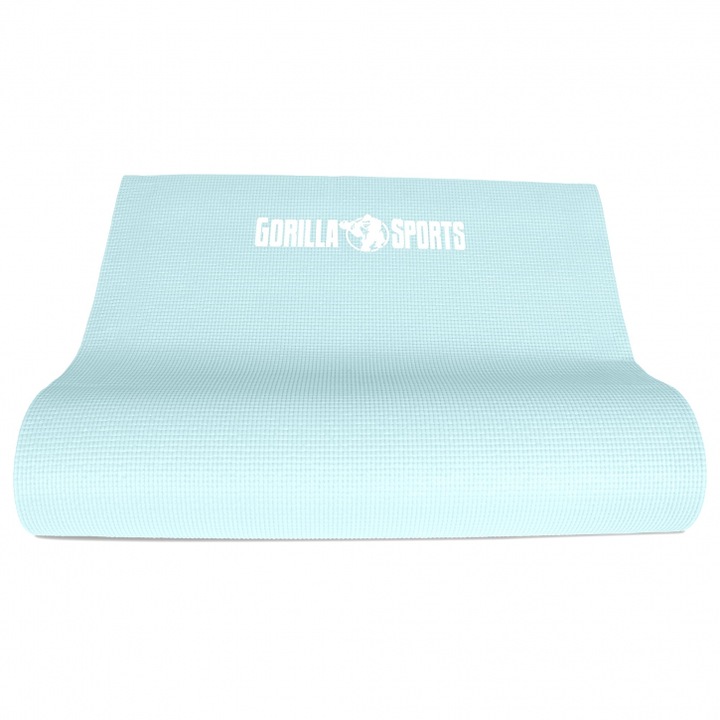 Saltea pentru Yoga PVC, Gorilla Sports, Albastru deschis, 180 x 60 x 0.5cm