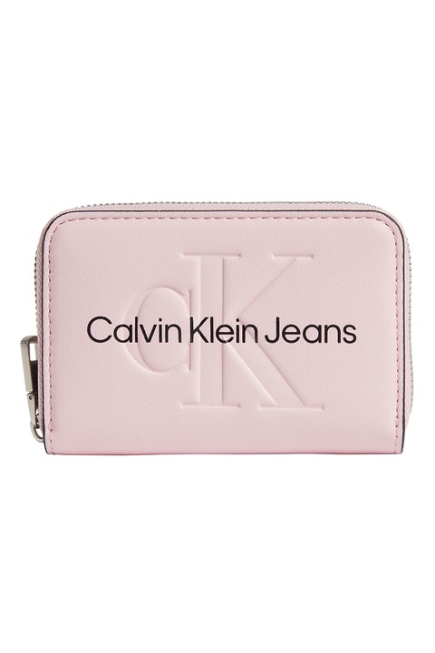 CALVIN KLEIN JEANS, Portofel de piele ecologica cu fermoar, Roz pastel