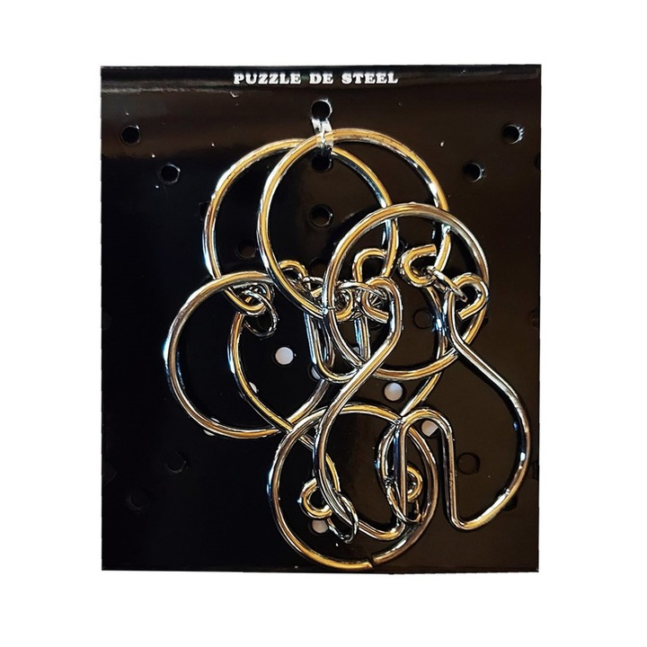 Puzzle brain twister din metal, Pentru copii si adolescenti, 10 cm, 476CUB-6