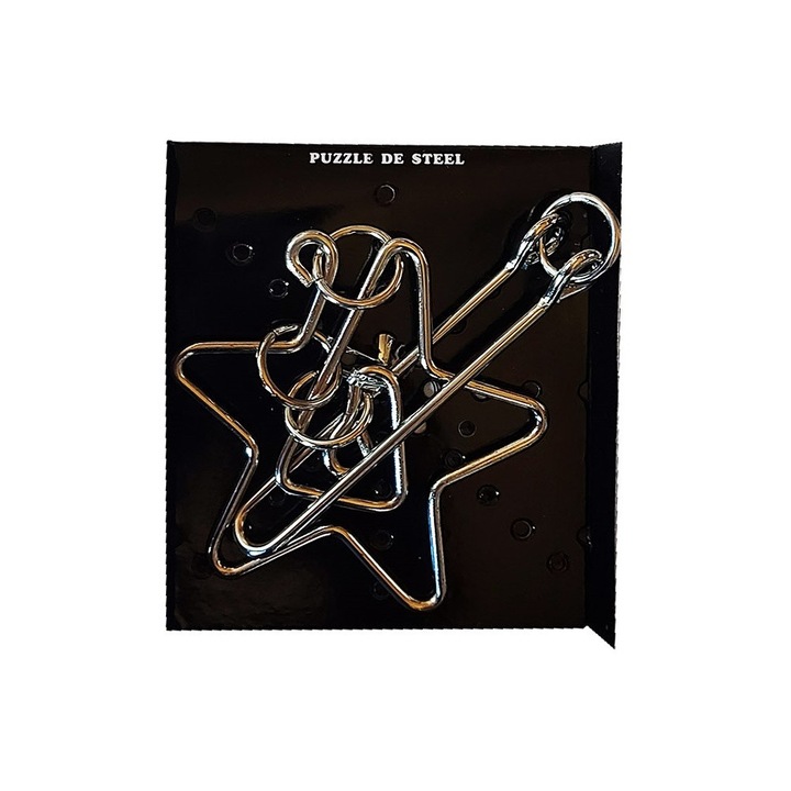 Puzzle brain twister din metal, Pentru copii si adolescenti, 10 cm, 476CUB-9