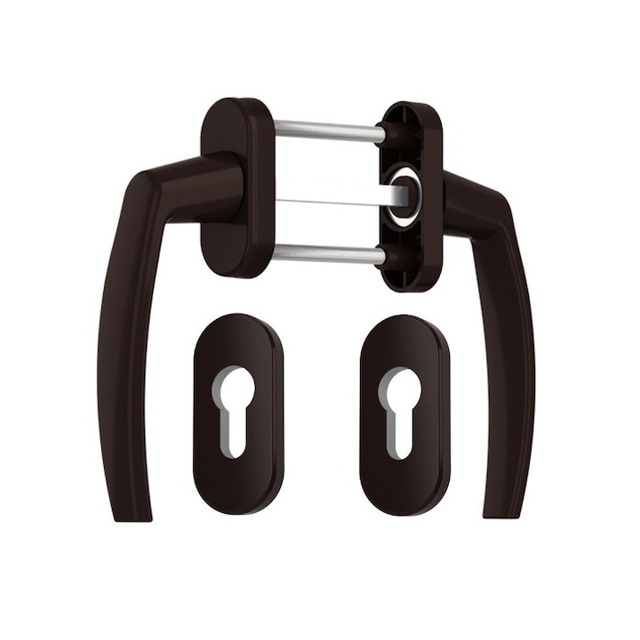 Maner usa de balcon simetrica Victory cu rozeta pentru cilindru culoare maro RAL 8077