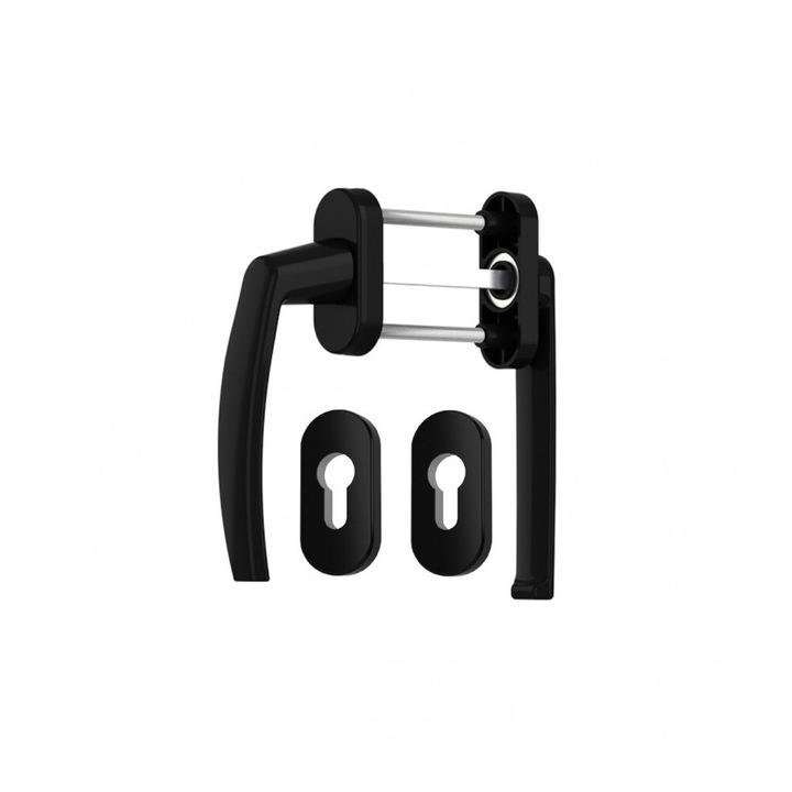 Maner usa de balcon asimetrica Victory cu rozeta pentru cilindru culoare negru RAL 9005