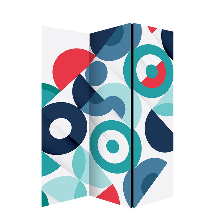 Сгъваем параван Colors of Life, Кръгове, 135 х 172 см., текстил, Двустранен печат, 3 панела