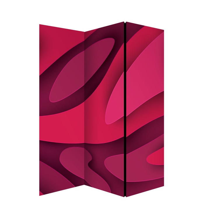 Paravan, Colors of Life, Lemn/Textil, 135 x 172 cm, 3 piese, Rosu