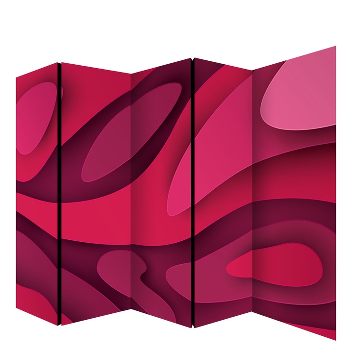 Paravan, Colors of Life, Lemn/Textil, 225 x 172 cm, 5 piese, Rosu
