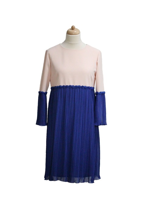 Rochie eleganta plisata, roz/albastru, marime 44