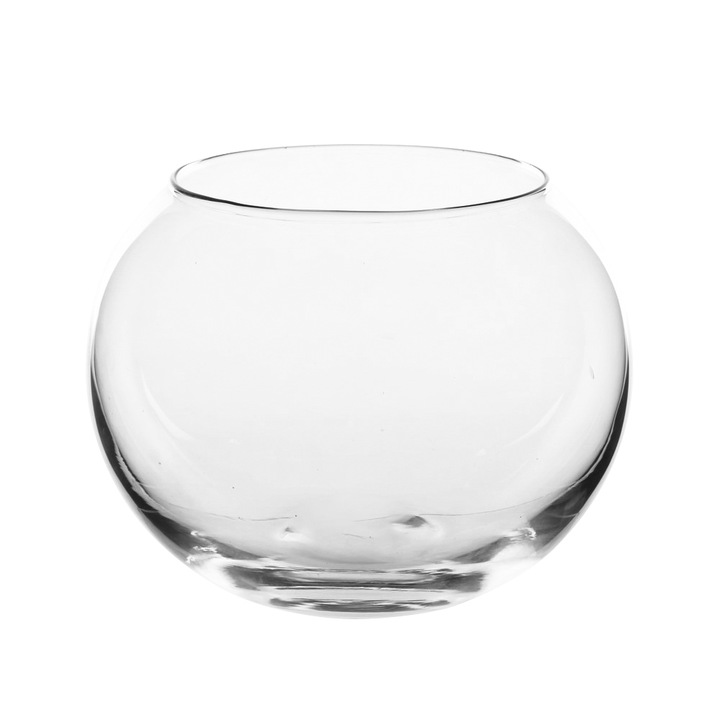 Vaza rotunda, Edwanez, Sticla, 17.5 cm, Transparent