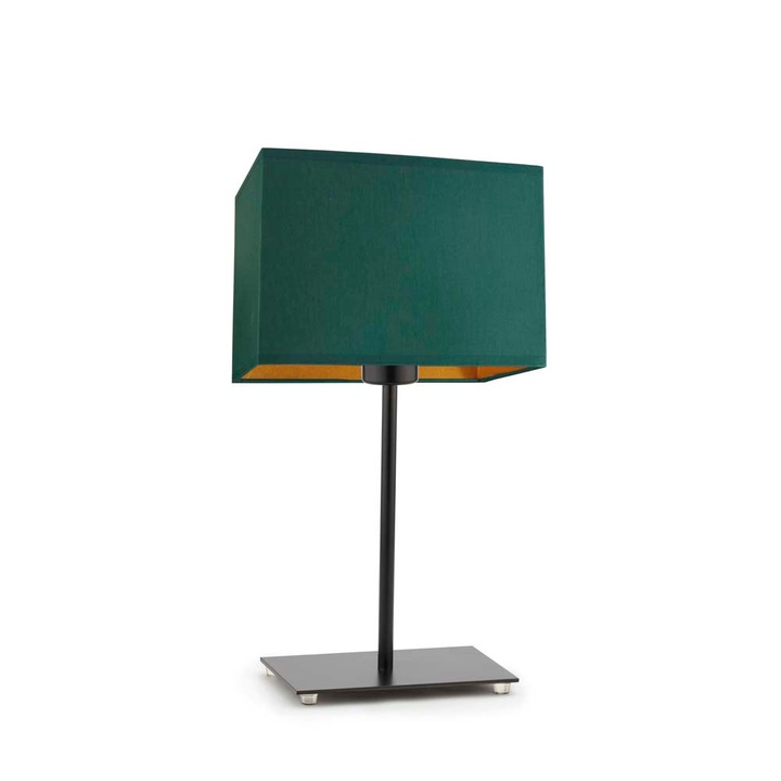 Veioza Lysne, Amalfi Gold, 40x20 cm, E27, 60W, rama neagra, abajur verde cu interior auriu