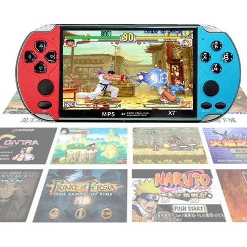 Consola portabila SYNO, 4.3 inch, 8Gb, 1000 de jocuri instalate, X7, Baterie reincarcabila, Albastru/rosu