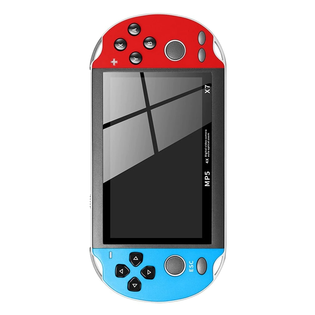 Consola portabila SYNO, 4.3 inch, 8Gb, 1000 de jocuri instalate, X7, Baterie reincarcabila, Albastru/rosu