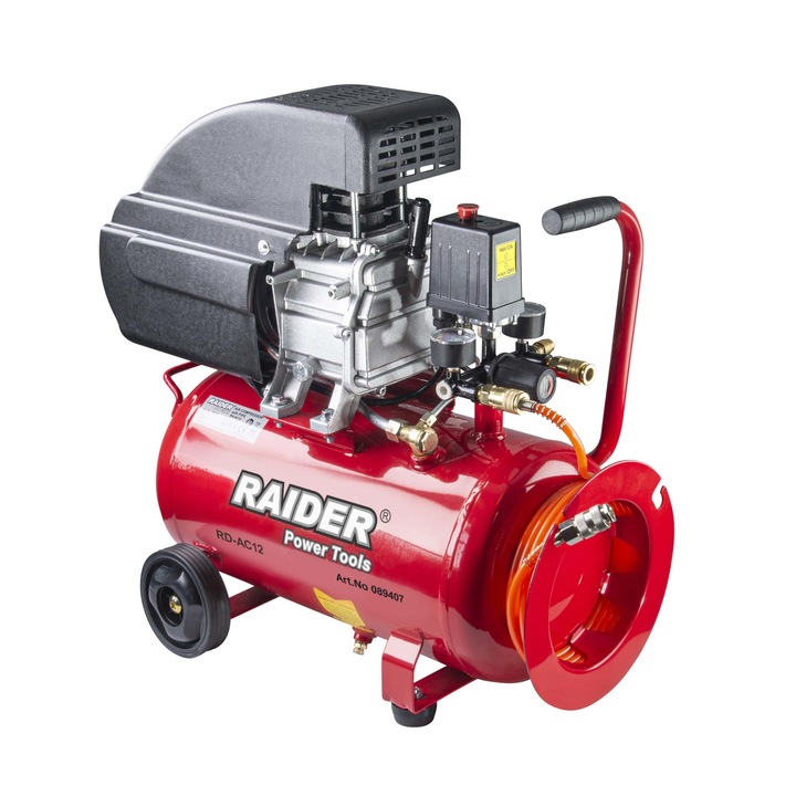 Въздушен компресор Raider RD-AC12, 24L, 1.5kW, с 5 метров маркуч