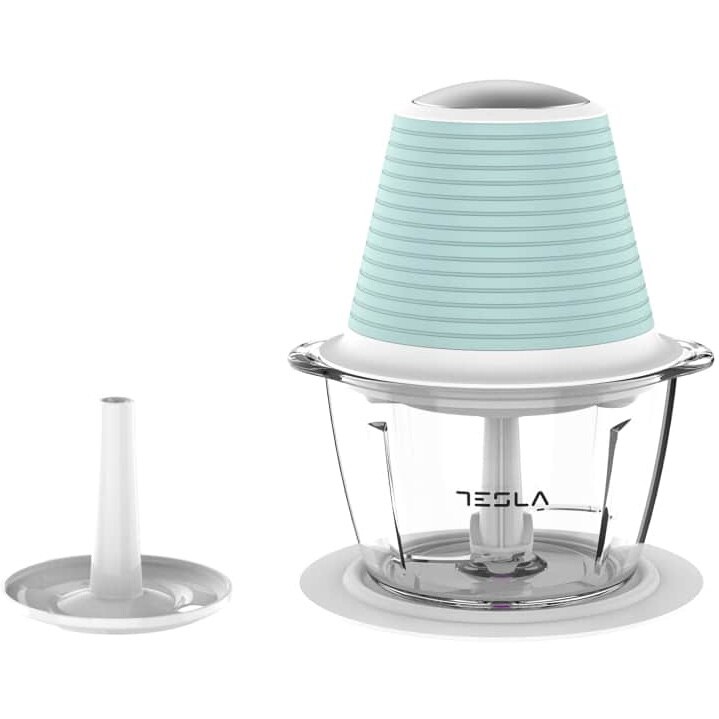 Tocator Tesla Delight Collection FC510BWS, 350W, 1L, 1 viteza, sistem de protectie, bol de sticla, husa de silicon, albastru/alb