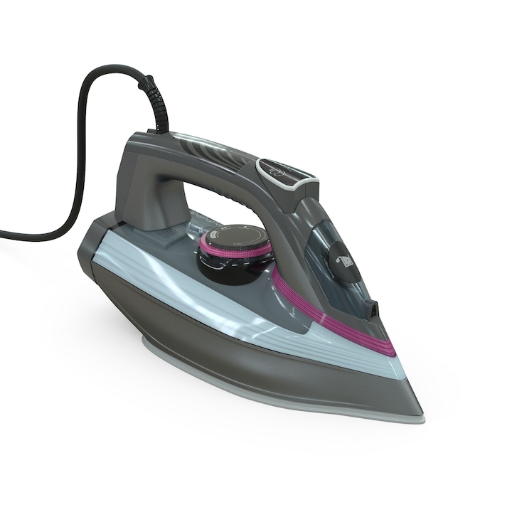 Fier de calcat Tesla IR400GP, 3100 W, talpa ceramica, rezervor 380 ml, 25g/min, Functie Anti-Calcar, Functie Anti-Picurare, cablu 1.9 m, Gri