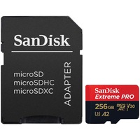 Card de memorie SanDisk Extreme PRO microSDXC 256GB, pana la 200MB/s & 140MB/s Read/Write speeds A2 C10 V30 UHS-I U3 + SD Adapter