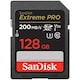 Card de memorie SanDisk Extreme PRO 128GB SDXC pana la 200MB/s & 90MB/s Read/Write speeds, UHS-I, Class 10, U3, V30
