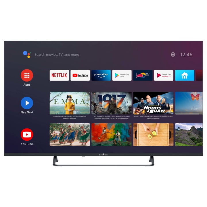 Smart Tech 50UA10V3 Smart Android UHD LED TV, 50" (126 cm), 1.5G/8G, Dolby Audio, 2T2R Wi-Fi, Bluetooth, Google Assistant, Netflix, YouTube