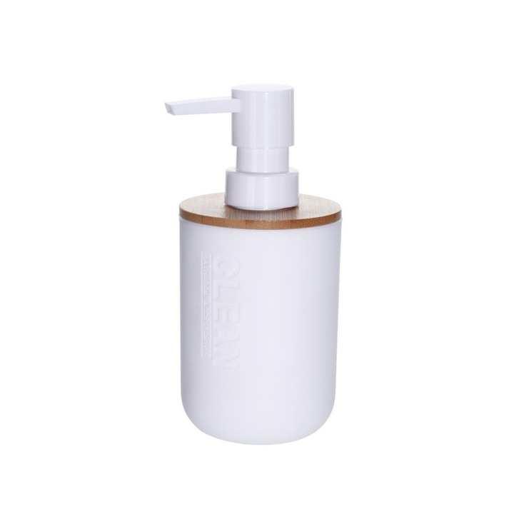 Dozator sapun lichid, plastic, alb, 300 ml, 7x16 cm