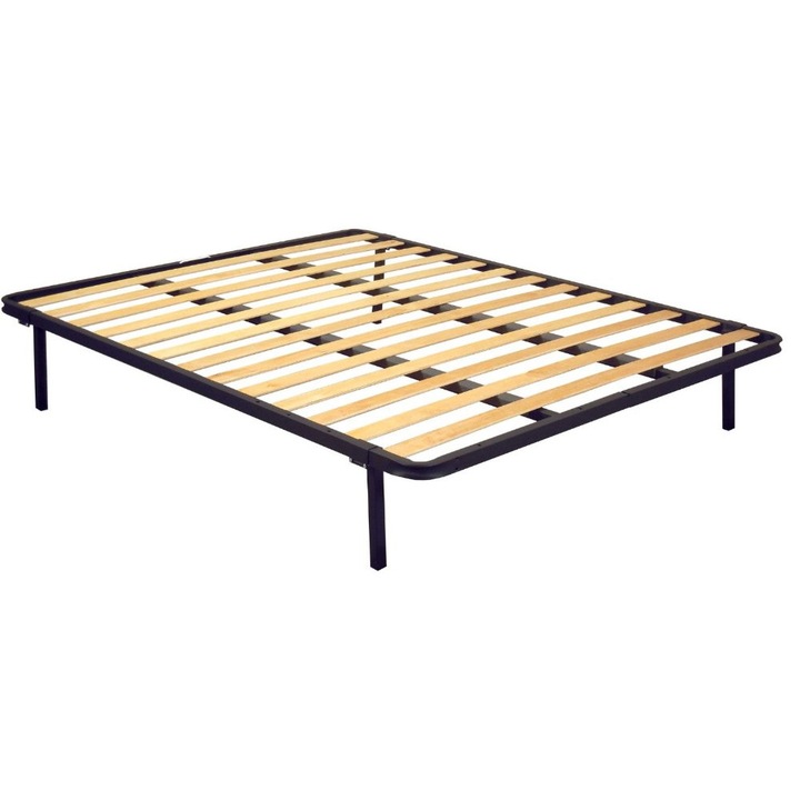 Somiera pat Eco 160x200 cm, 13 lamele lemn, cadru metal, picioare 30 cm