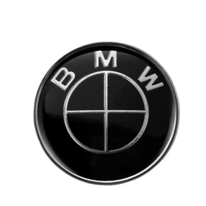 Комплект от две емблеми BMW за монтаж на преден капак/багажник 82мм и 74мм черни