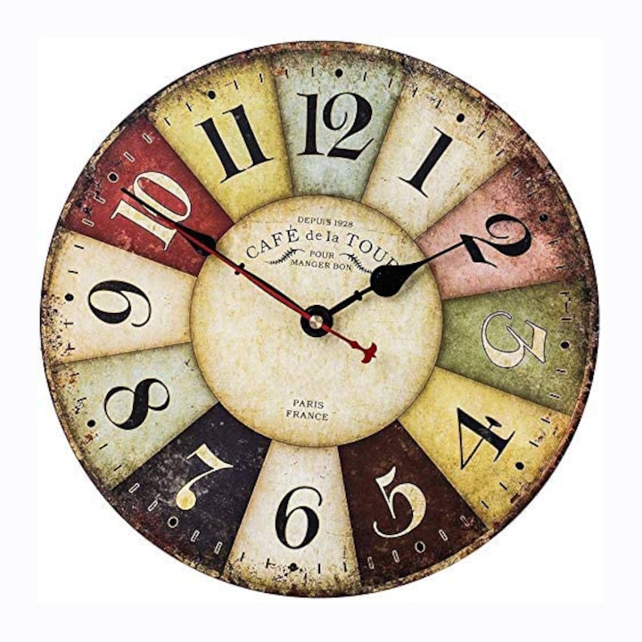 Стенен часовник във винтидж стил Ronyes®, дървен, многоцветен