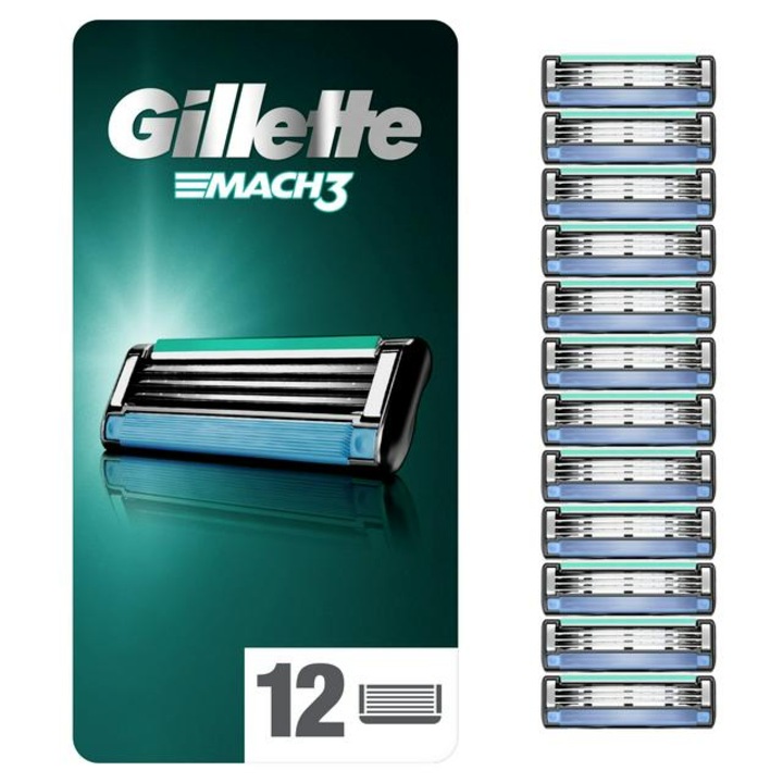 Rezerve aparat de ras Gillette MACH 3 Manual,12 buc