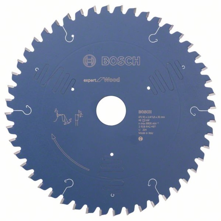 Диск за циркуляр Bosch Expert for Wood 2608642497, Размер 216x30x2,4 мм, 48 зъба