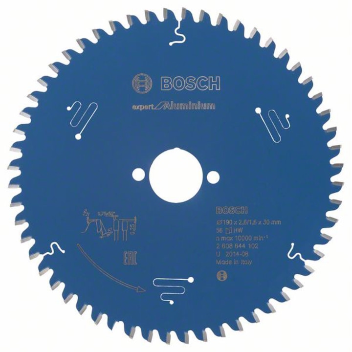Циркулярен диск Bosch Expert for Aluminium 2608644102, Размер 190x30x2.6 мм, 56 зъба