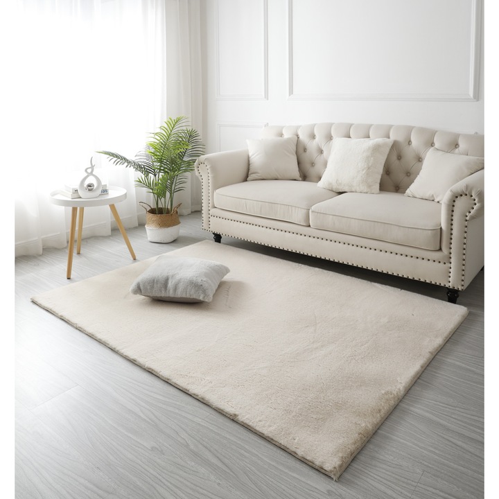 Szőrme típusú szőnyeg, Delta Carpet 050, Puha, 50x80 cm, Krém