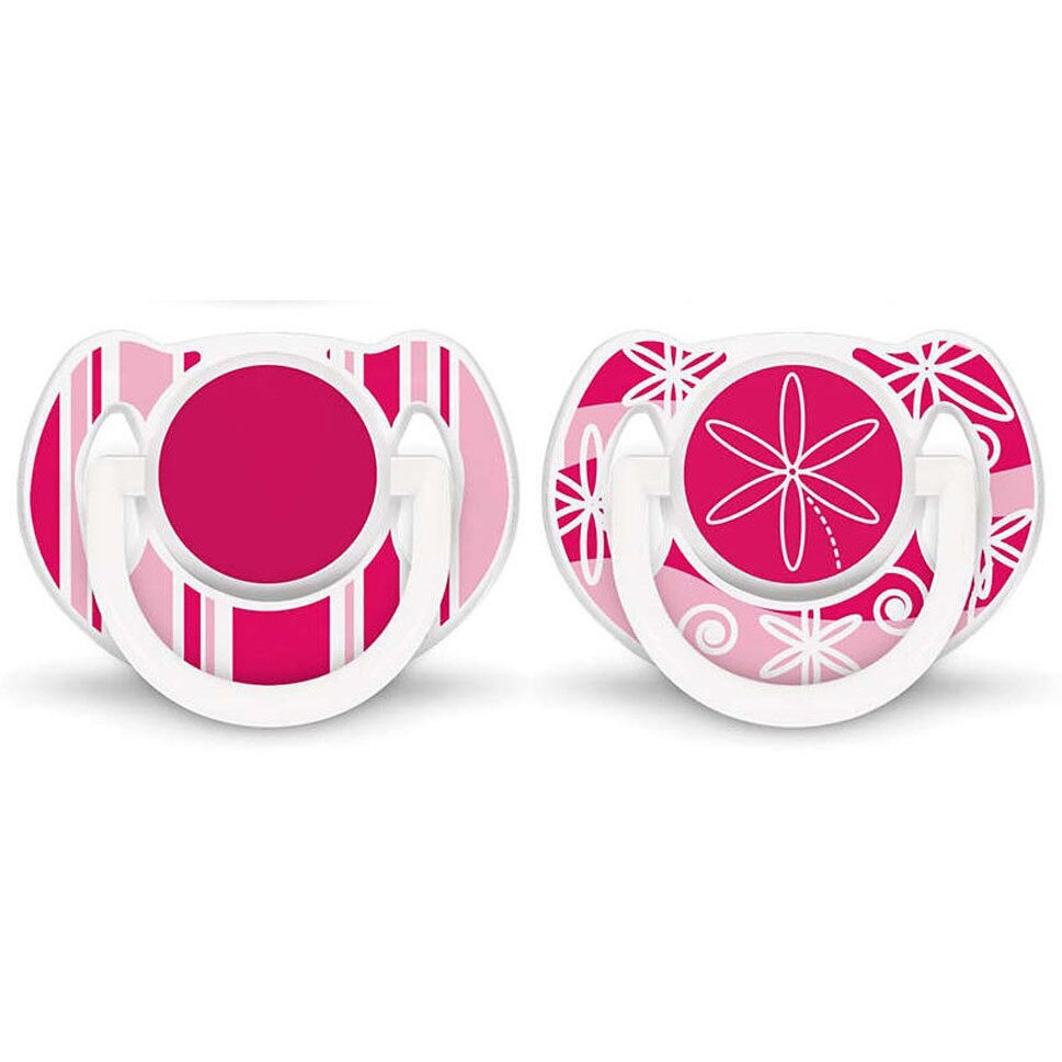 Set 2 suzete, roz cu alb, 6-18 luni