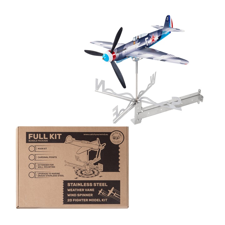 Инокс авио модел - ветропоказател на изтребителя Yak9T Normandie-Niemen - Подаръчен комплект