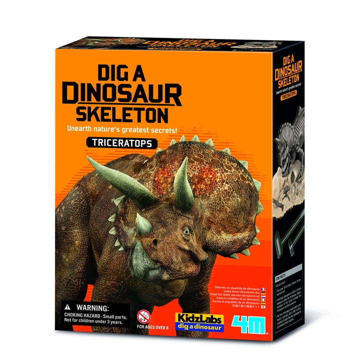 Oktatási készlet Áss és fedezz fel dinoszauruszok - Triceratops, műanyag, 4M, +5 év