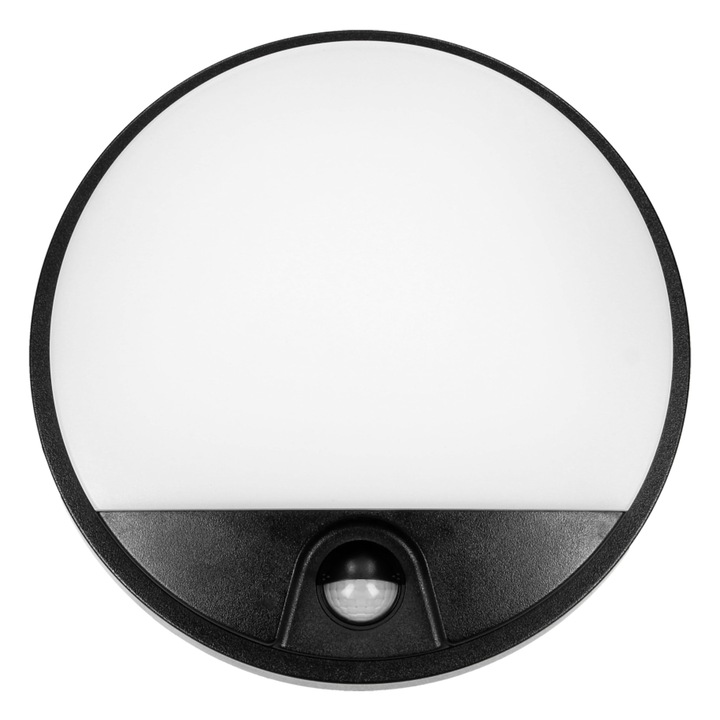 Aplica de gradina ADVITI Agat AD-OP-6111BLPMR4, 10W, LED SMD, senzor de miscare si crepuscular, detectie 140°, 800lm, IP54, 4000K, negru/alb