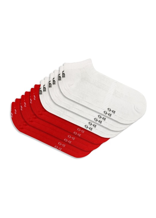 Set 6 perechi, Sosete Scurte din Bumbac Pieptanat, EB Prime, fara cusatura, respirabile si confortabile, Rosu/Alb