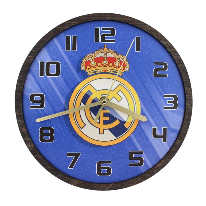 Ceas decorativ din HDF si placaj lemn de perete - Real Madrid